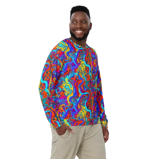 Cobalt Coral Maze on a Sweatshirt