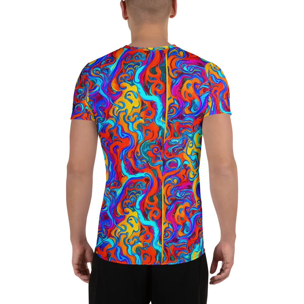 Cobalt Coral Maze on Men's Athletic T-Shirt — Back
