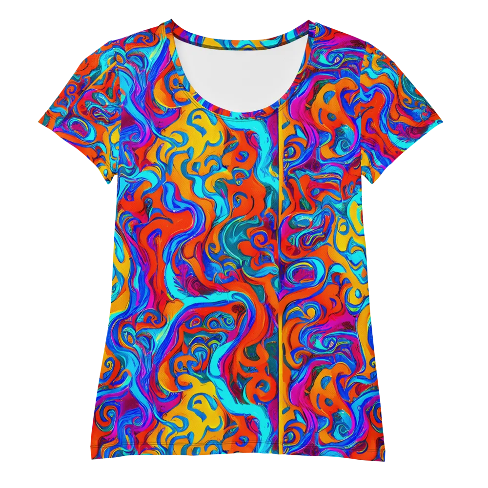 Cobalt Coral Maze on Women's Athletic T-Shirt — Front