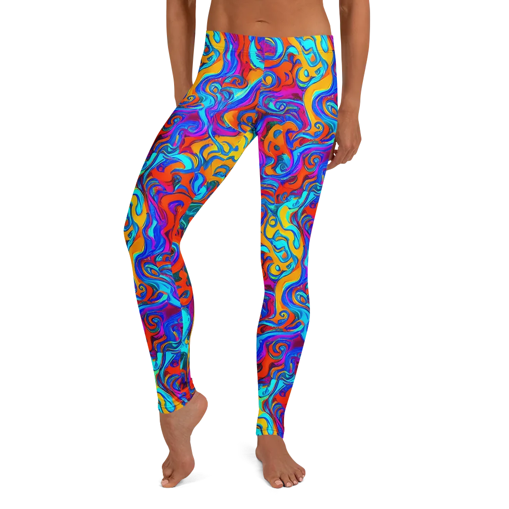 Cobalt Coral Maze on Leggings — Front