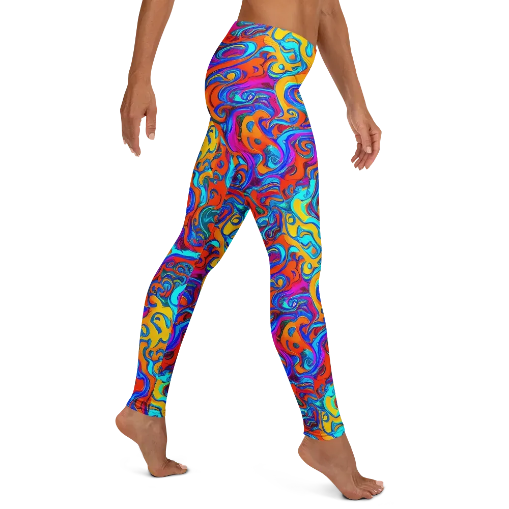 Cobalt Coral Maze on Leggings — Right