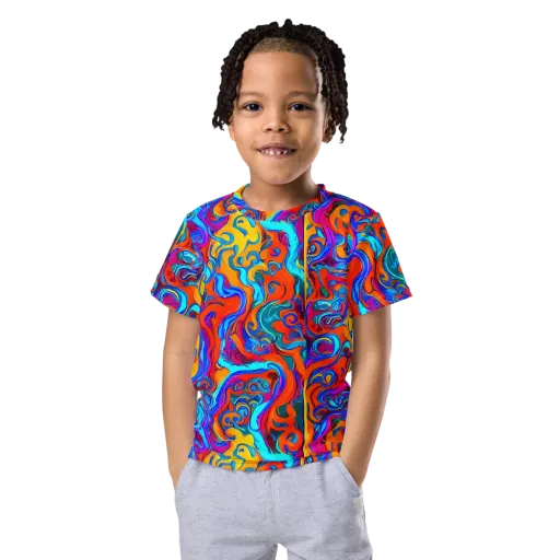 Cobalt Coral Maze on a Kids Crew Neck T-Shirt