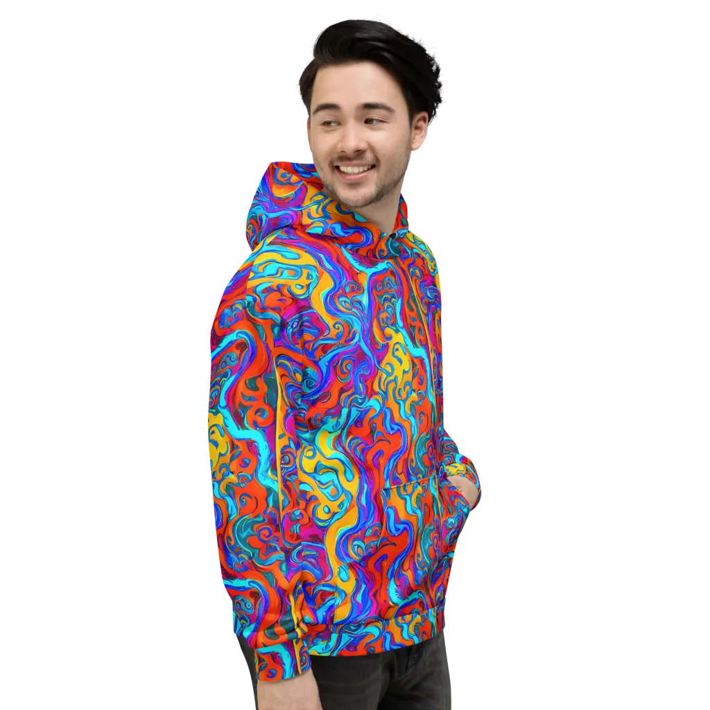 Cobalt Coral Maze on Hoodie — Right