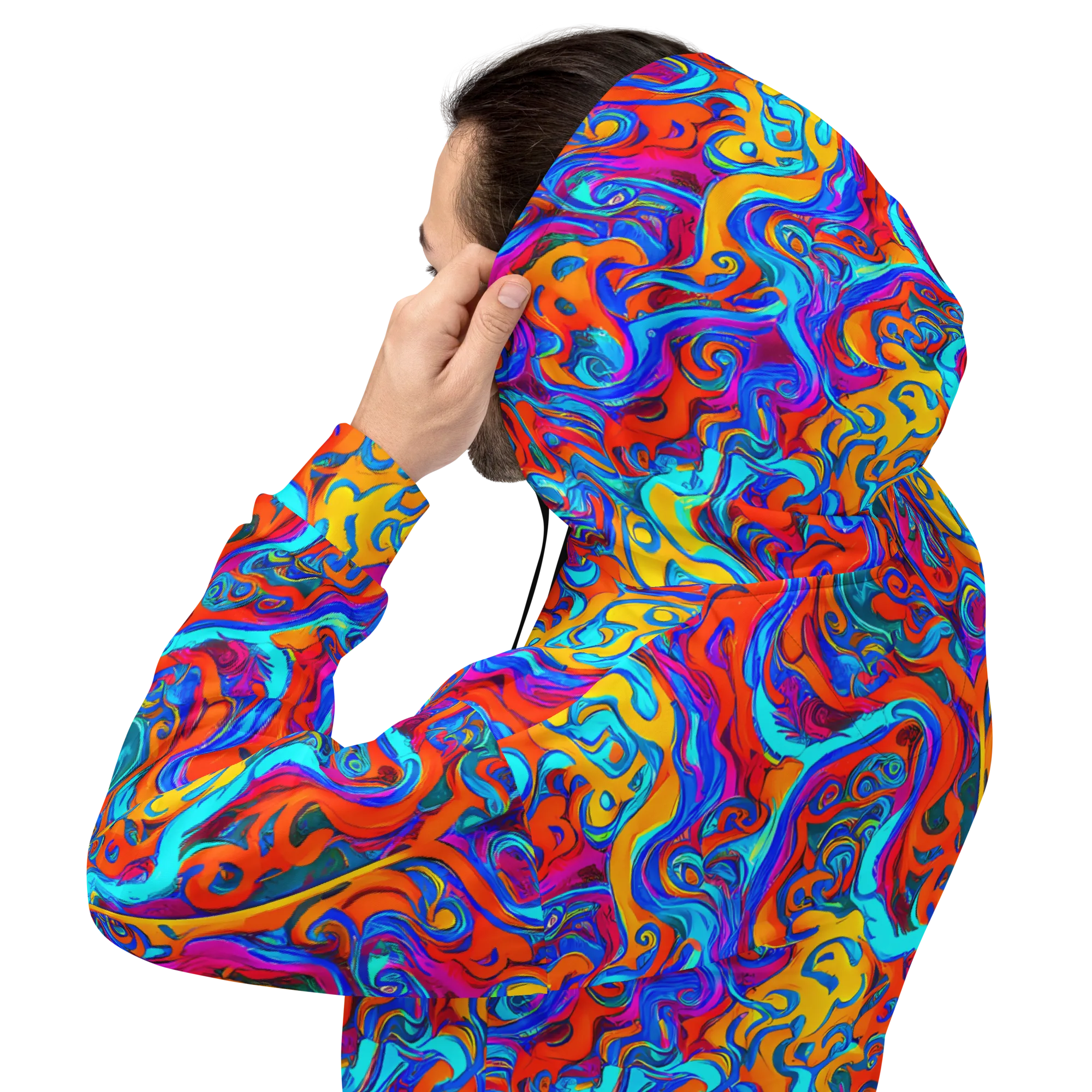 Cobalt Coral Maze on Hoodie — Back
