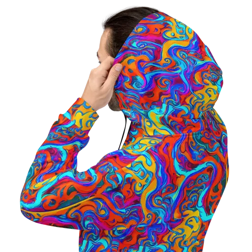 Cobalt Coral Maze on a Hoodie