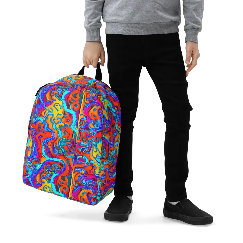 Cobalt Coral Maze on Minimalist Backpack — Zoomed-in