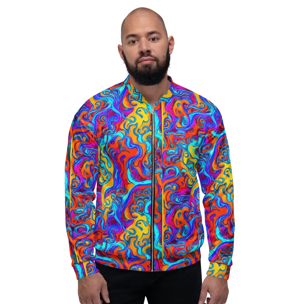 Cobalt Coral Maze on Bomber Jacket — Front