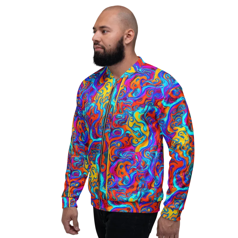 Cobalt Coral Maze on Bomber Jacket — Left
