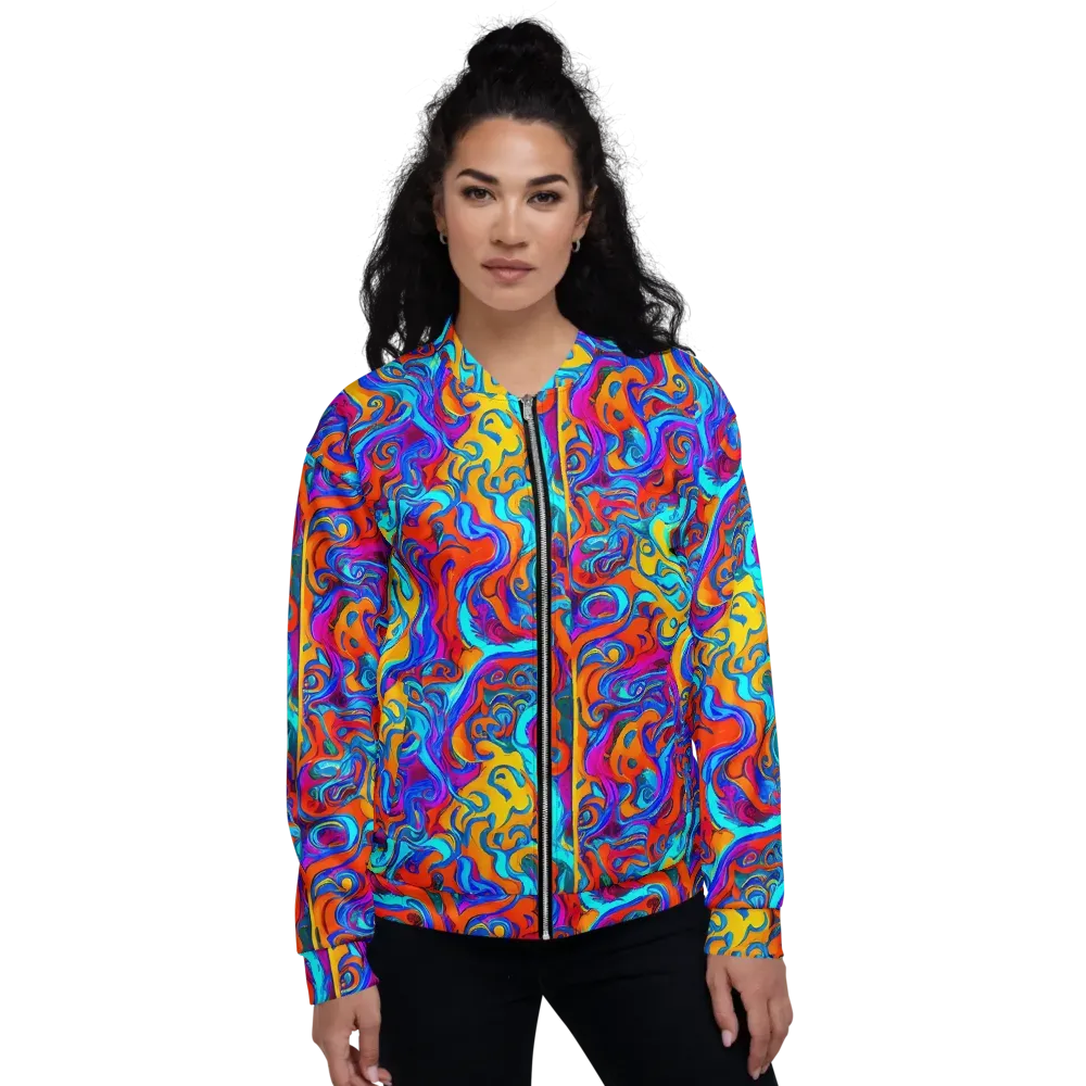 Cobalt Coral Maze on Bomber Jacket — Front