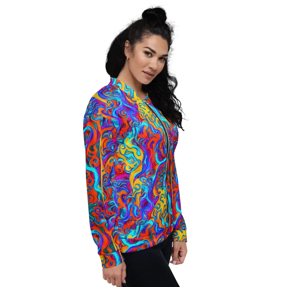 Cobalt Coral Maze on Bomber Jacket — Right