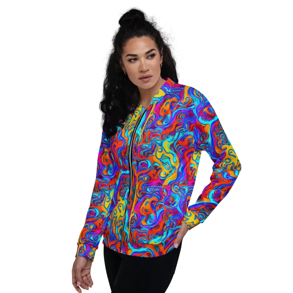 Cobalt Coral Maze on Bomber Jacket — Left