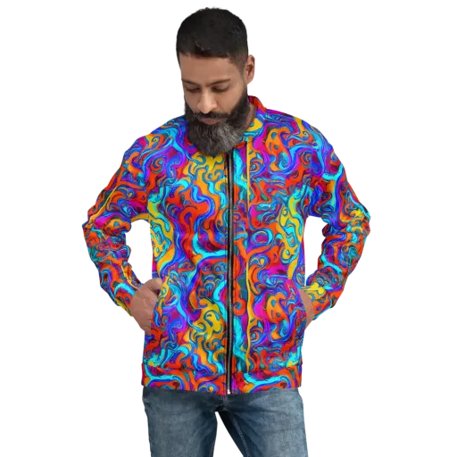 Cobalt Coral Maze on a Bomber Jacket
