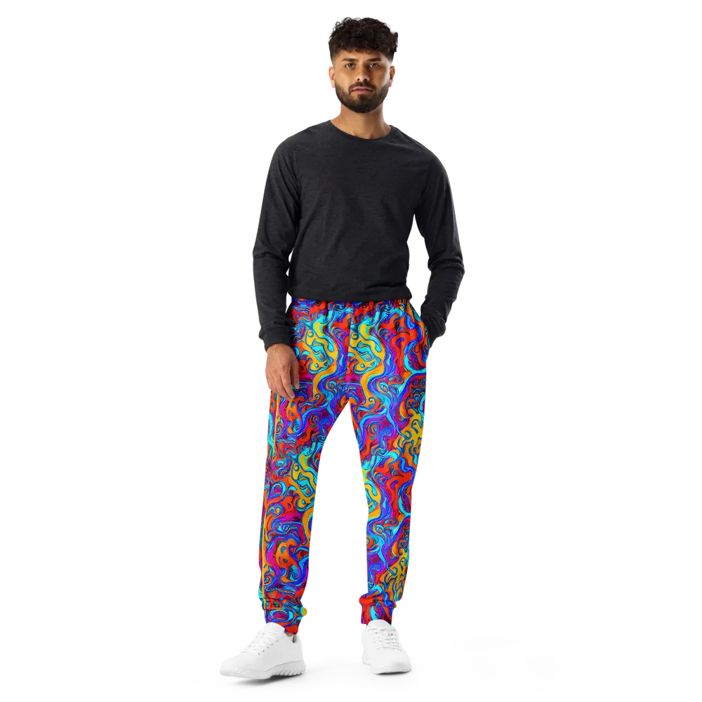 Cobalt Coral Maze on Men's Joggers — Front