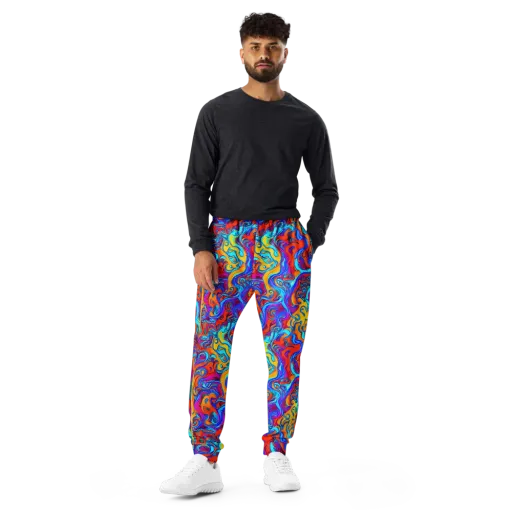 Cobalt Coral Maze on a Men's Joggers