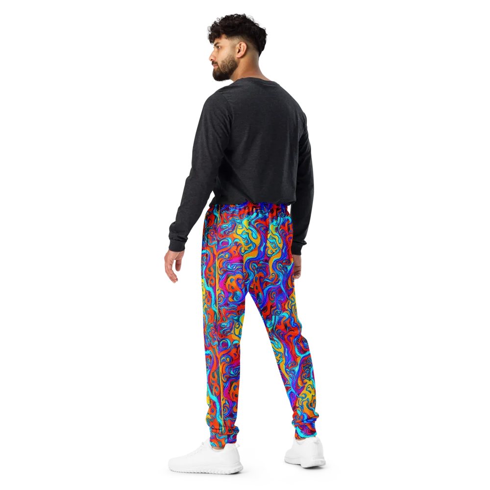 Cobalt Coral Maze on Men's Joggers — Back