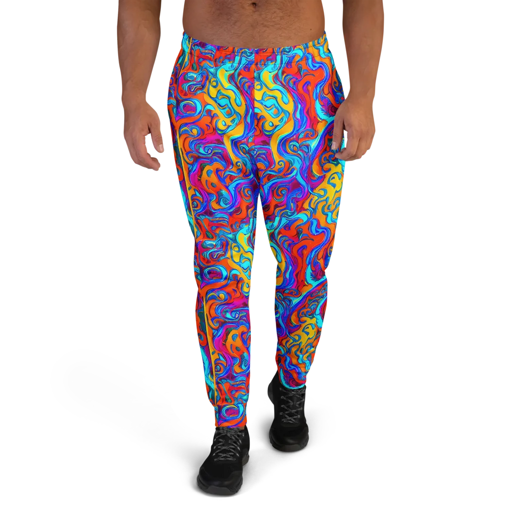 Cobalt Coral Maze on Men's Joggers — Front