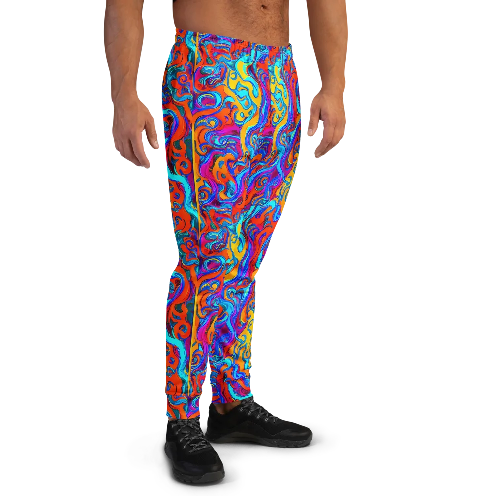 Cobalt Coral Maze on Men's Joggers — Right