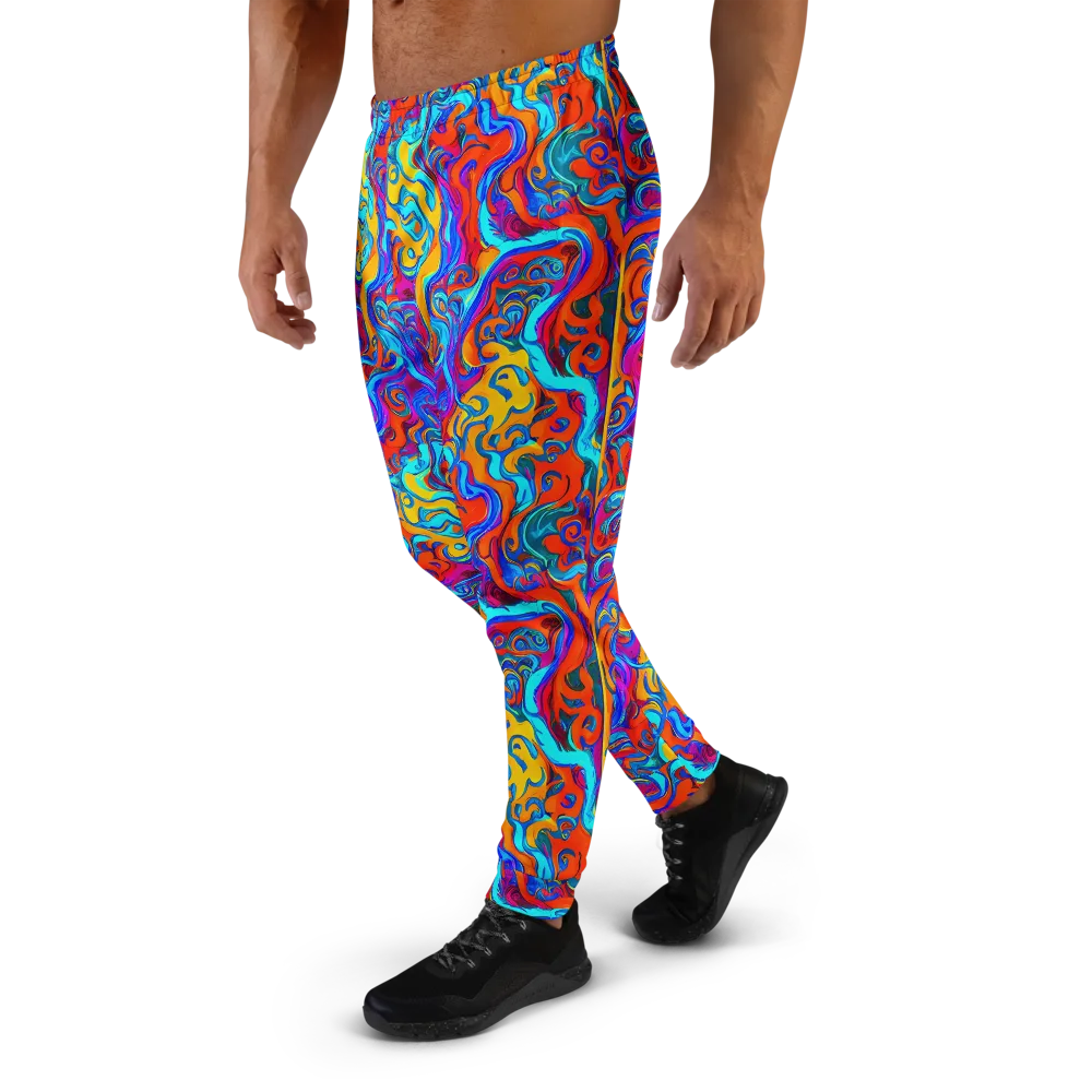 Cobalt Coral Maze on Men's Joggers — Left