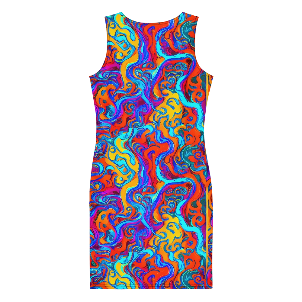 Cobalt Coral Maze on Bodycon Dress — Back