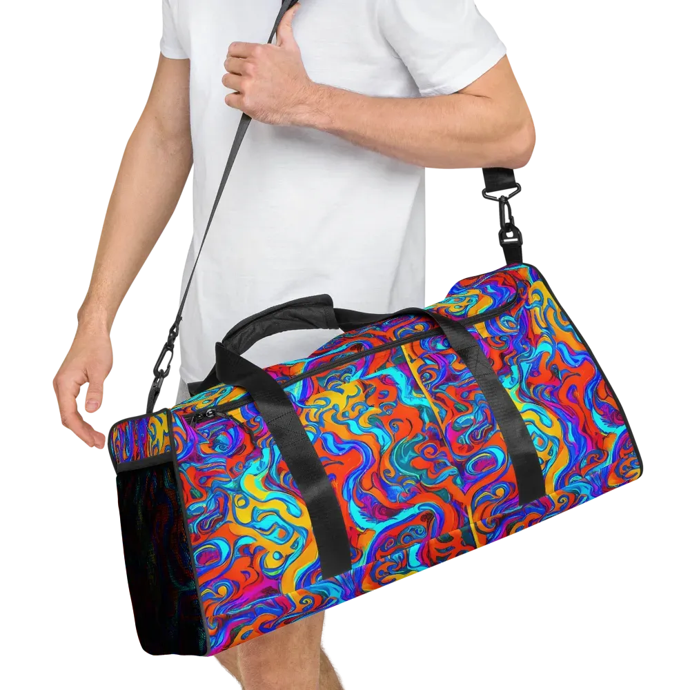 Cobalt Coral Maze on Duffle Bag — Right Front