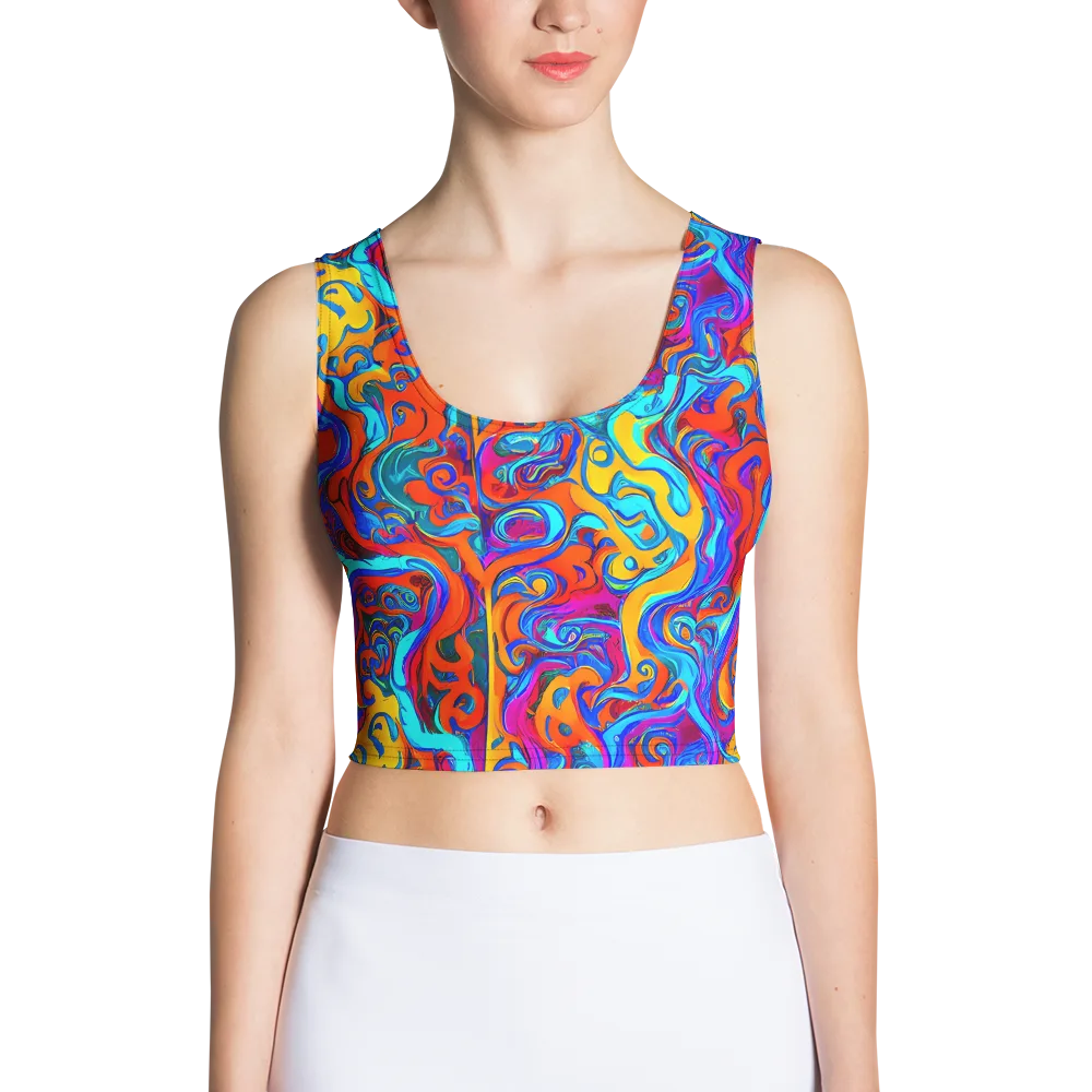 Cobalt Coral Maze on Crop Top — Front