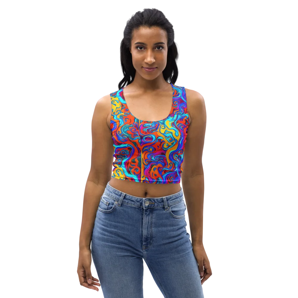 Cobalt Coral Maze on Crop Top — Front