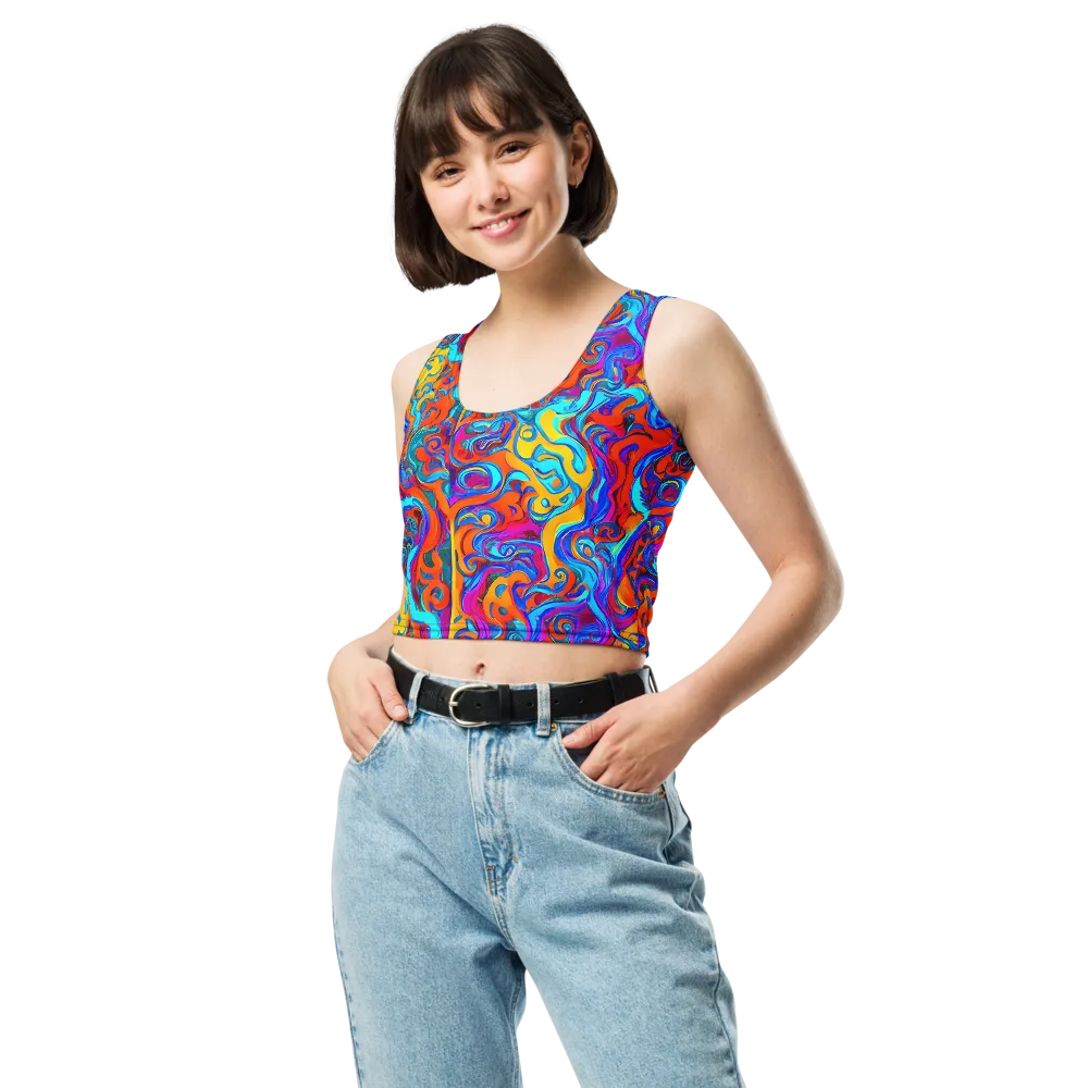 Cobalt Coral Maze on Crop Top — Front