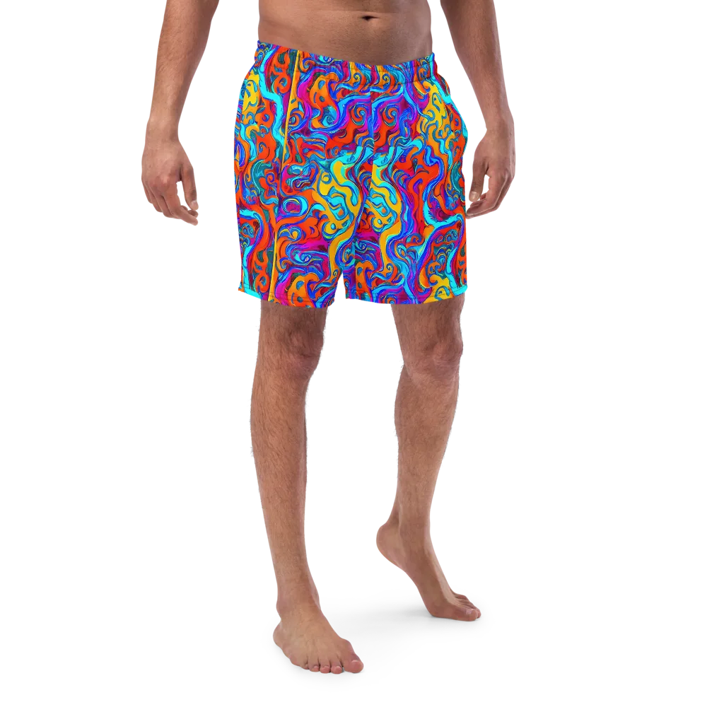 Cobalt Coral Maze on Swim Trunks — Front