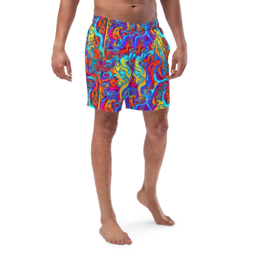 Cobalt Coral Maze on a Swim Trunks