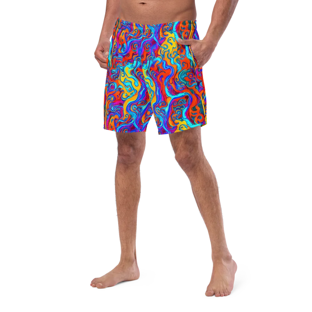 Cobalt Coral Maze on Swim Trunks — Left Front