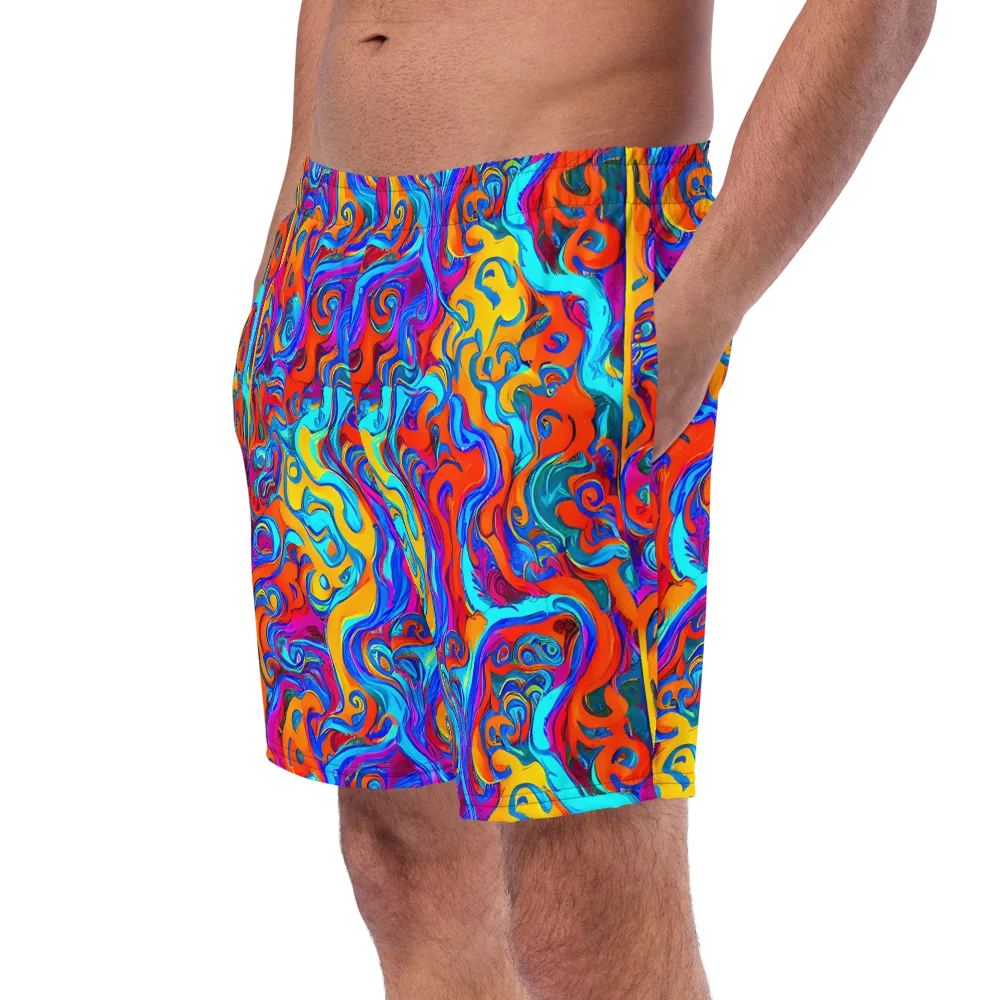 Cobalt Coral Maze on Swim Trunks — Left Front