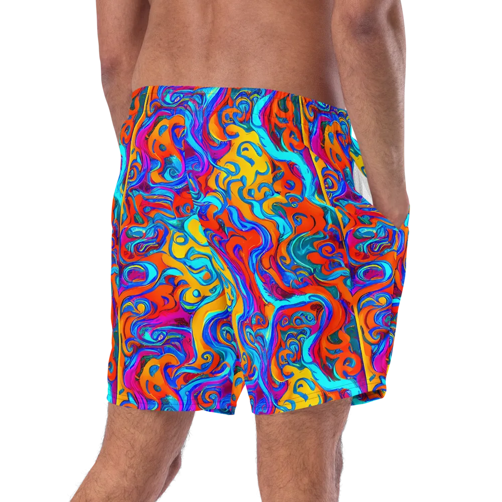 Cobalt Coral Maze on Swim Trunks — Right Back