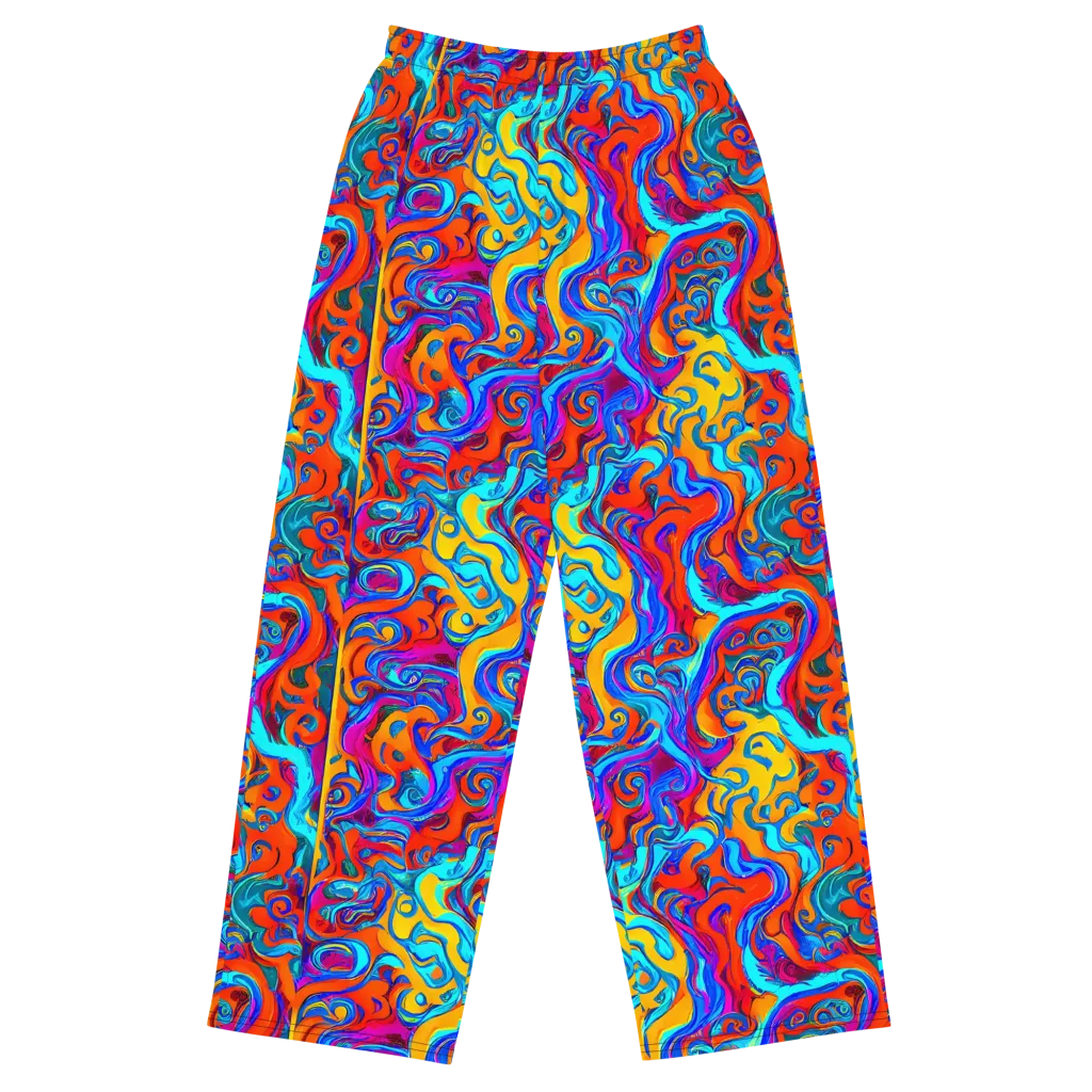 Cobalt Coral Maze on Wide-Leg Pants — Front