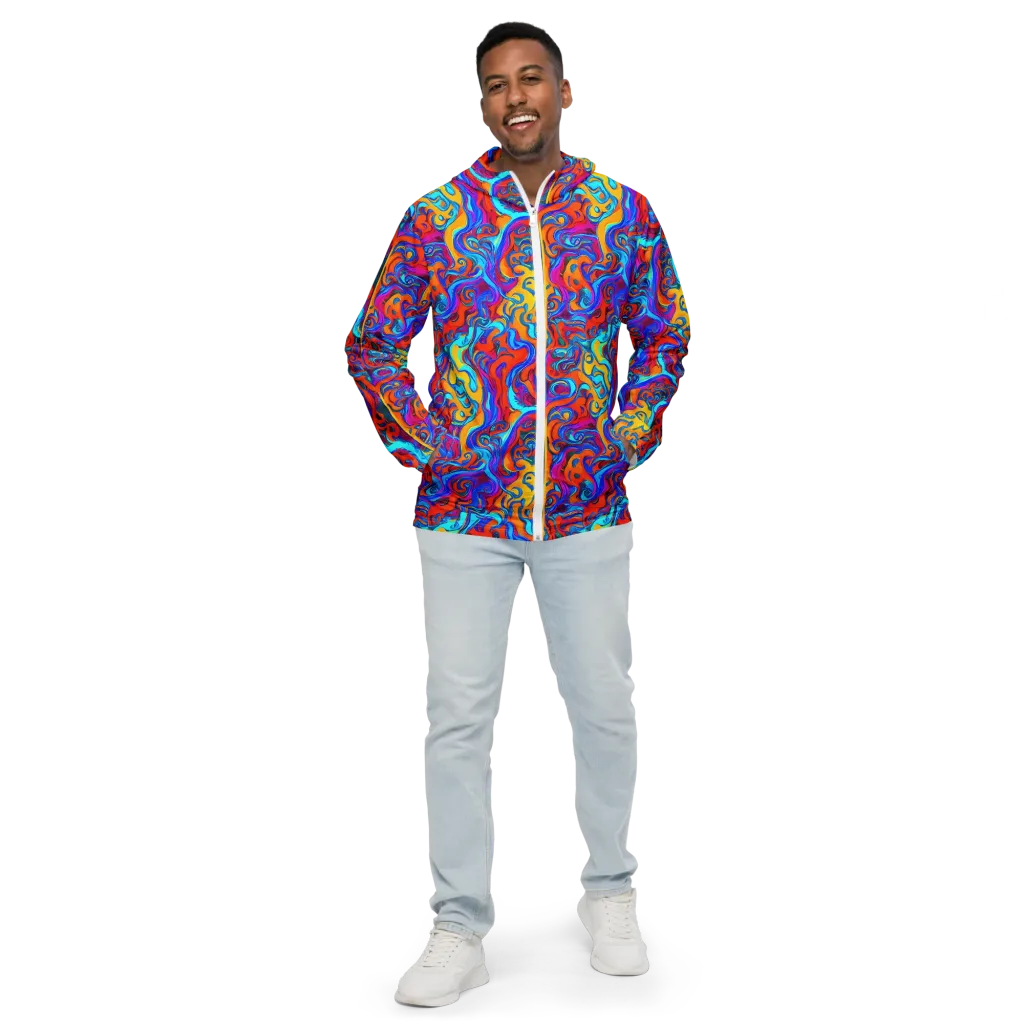 Cobalt Coral Maze on Men's Windbreaker — Front