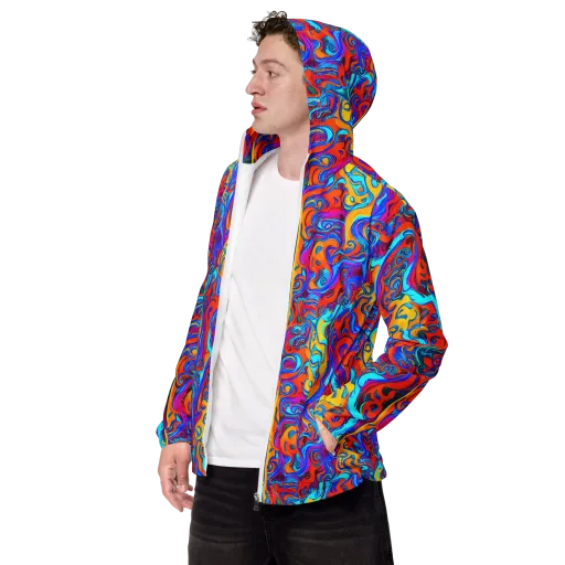 Cobalt Coral Maze on a Men's Windbreaker