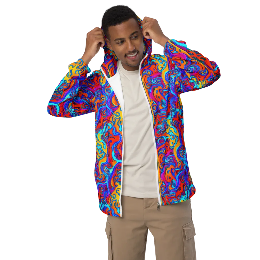 Cobalt Coral Maze on Men's Windbreaker — Front