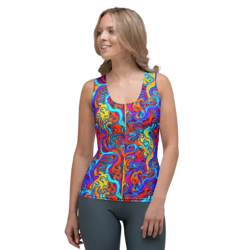 Cobalt Coral Maze on a Women's Tank Top