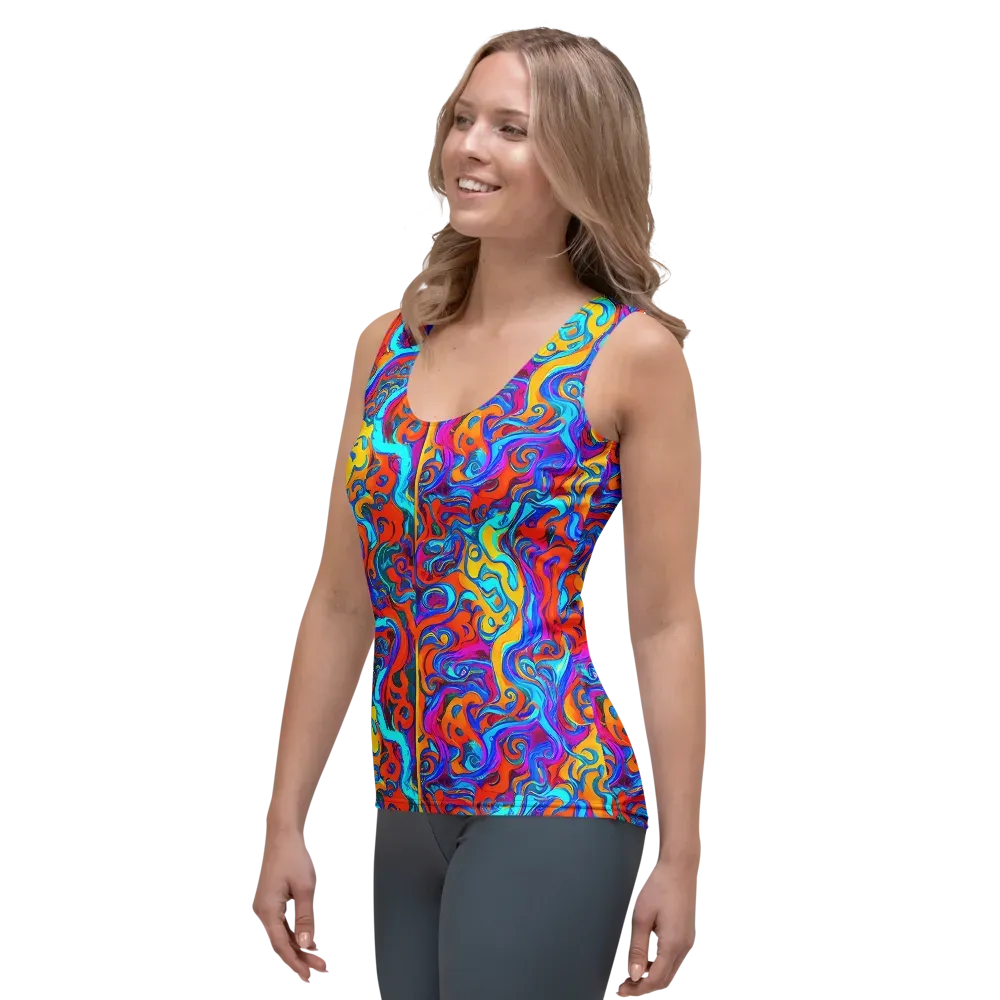 Cobalt Coral Maze on Women's Tank Top — Left Front