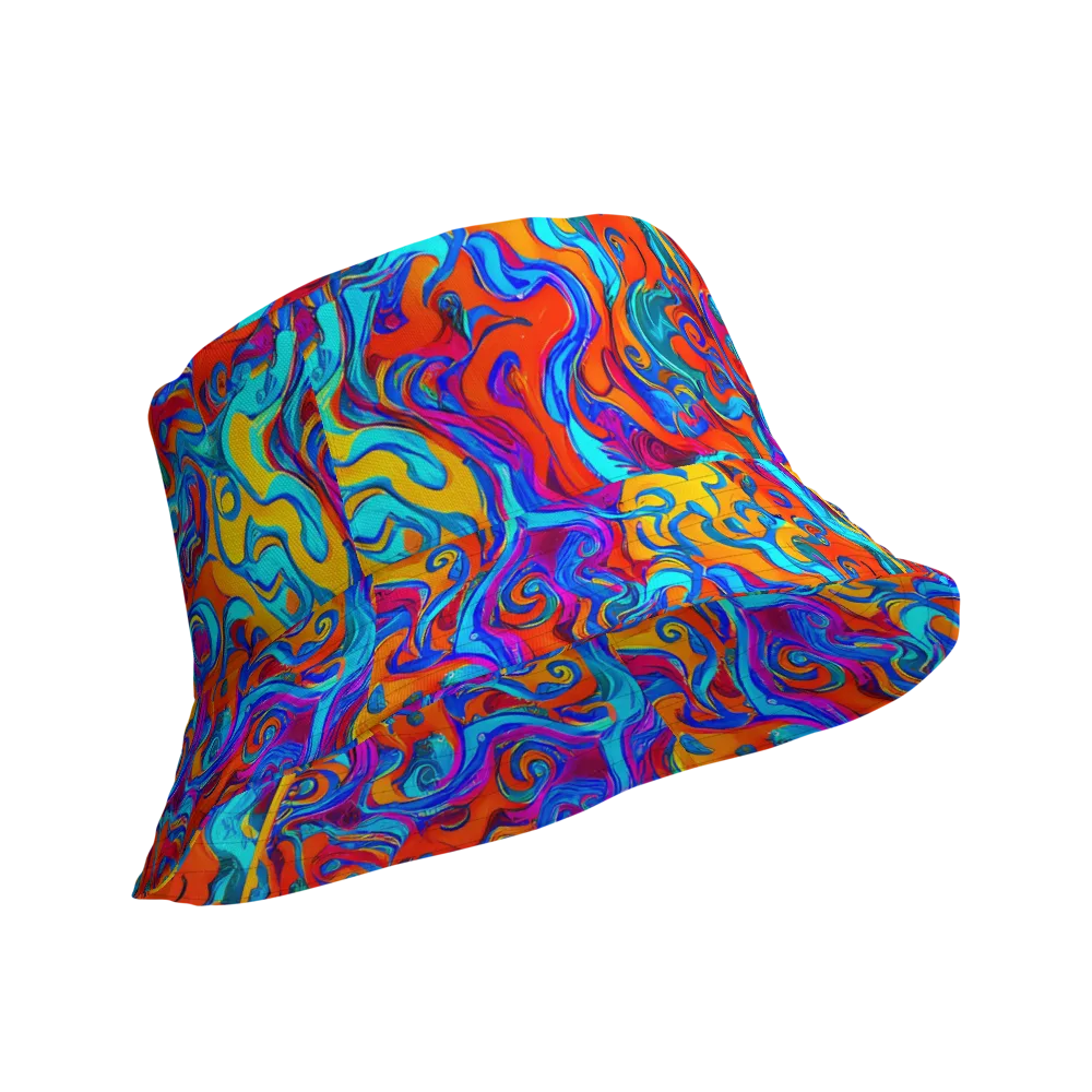 Cobalt Coral Maze on Reversible Bucket Hat — Product details Outside