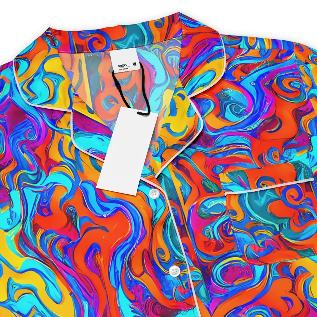 Cobalt Coral Maze on Women's Short Sleeve Pajama Top — Product details