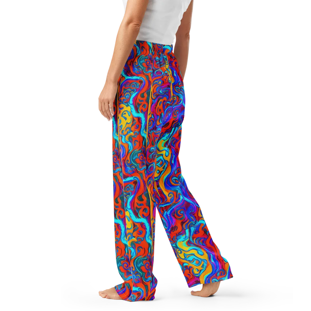 Cobalt Coral Maze on Women's Pajama Pants — Left