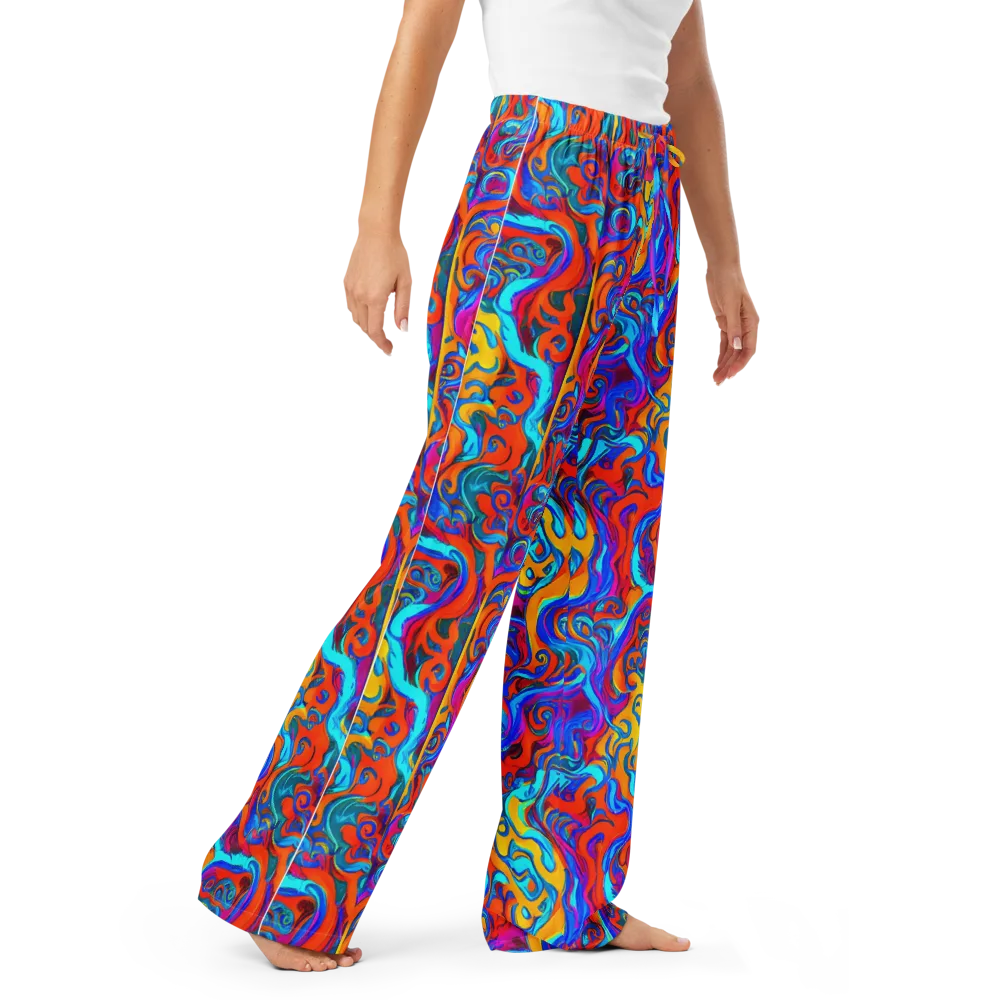 Cobalt Coral Maze on Women's Pajama Pants — Right Front