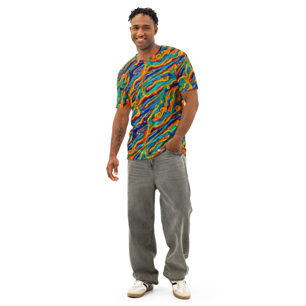 Carnival Current on Men's Cotton Crew Neck T-Shirt — Front