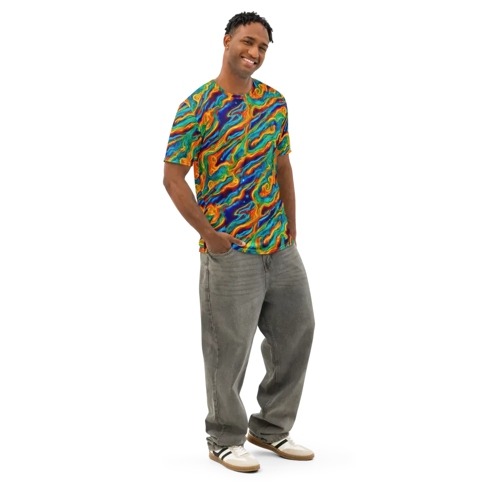 Carnival Current on Men's Cotton Crew Neck T-Shirt — Right Front