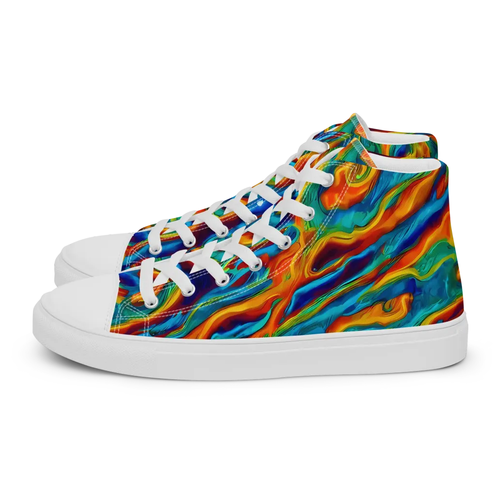 Carnival Current on Men's High Top Canvas Shoes — Left
