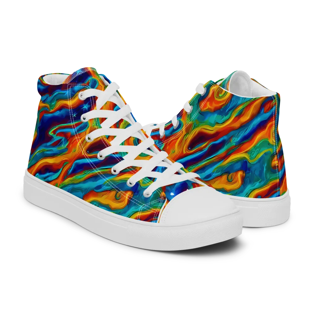 Carnival Current on Men's High Top Canvas Shoes — Right