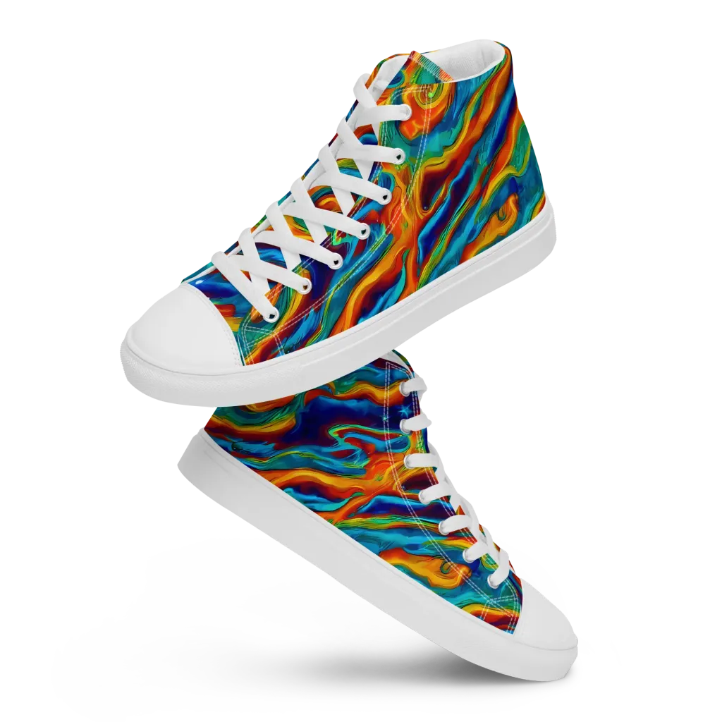 Carnival Current on Men's High Top Canvas Shoes — Front