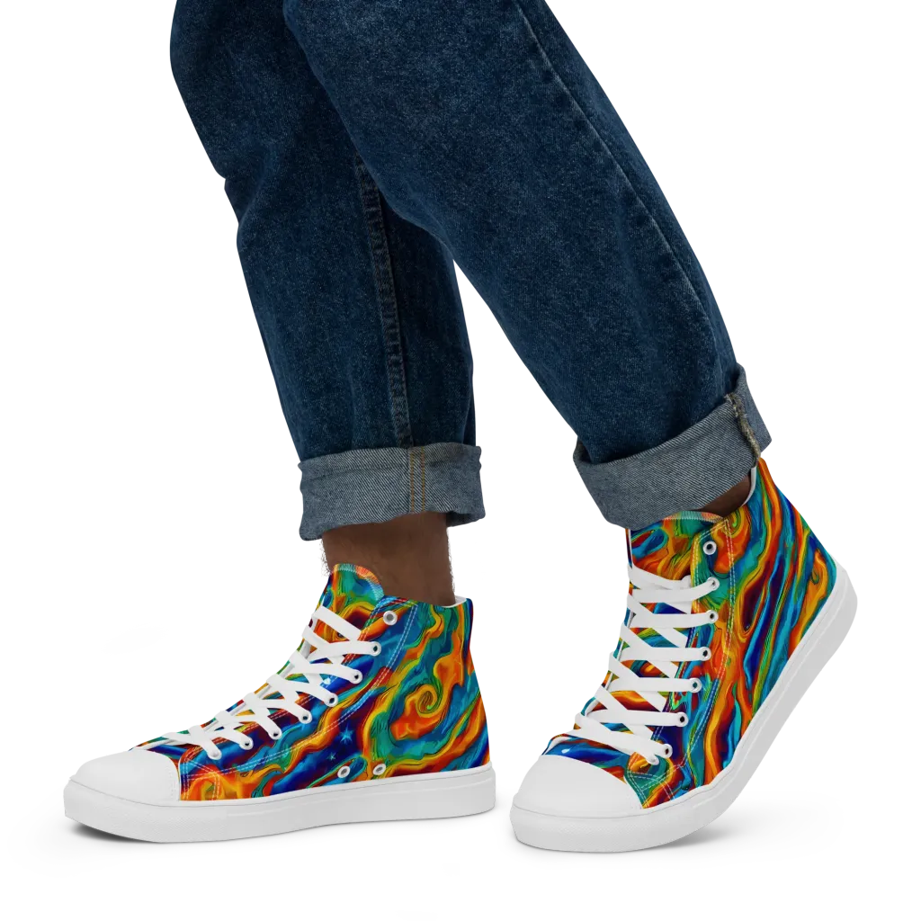 Carnival Current on Men's High Top Canvas Shoes — Left