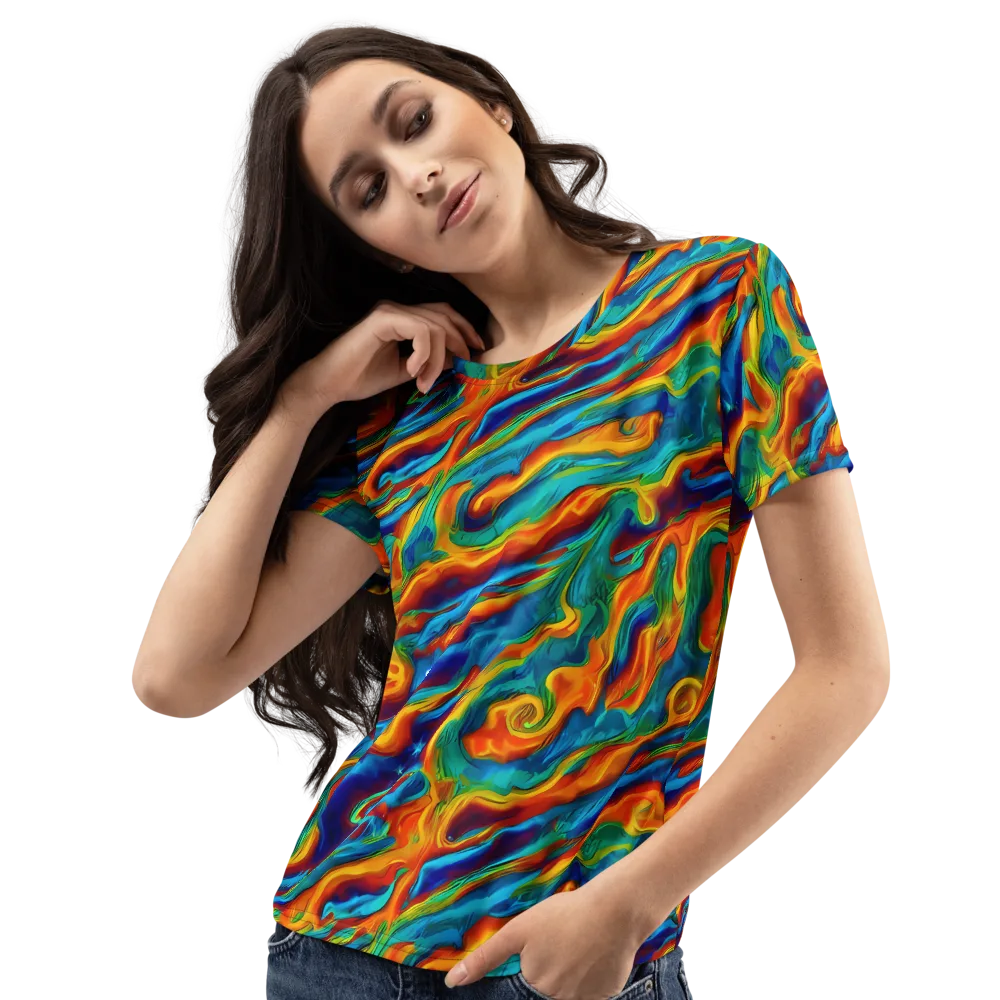 Carnival Current on Women's Crew Neck T-Shirt — Left Front