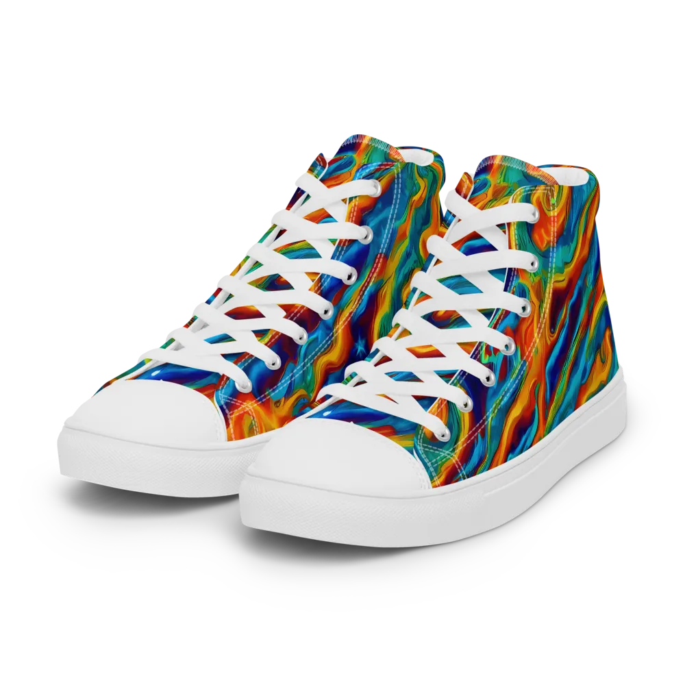 Carnival Current on Women's High Top Canvas Shoes — Left Front